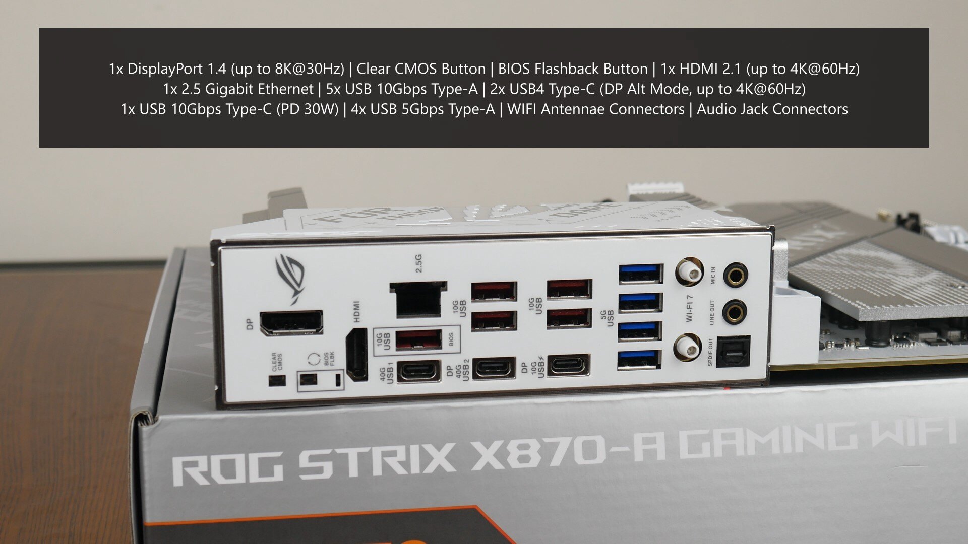 ASUS ROG Strix X870-A Gaming WIFI Rear IO