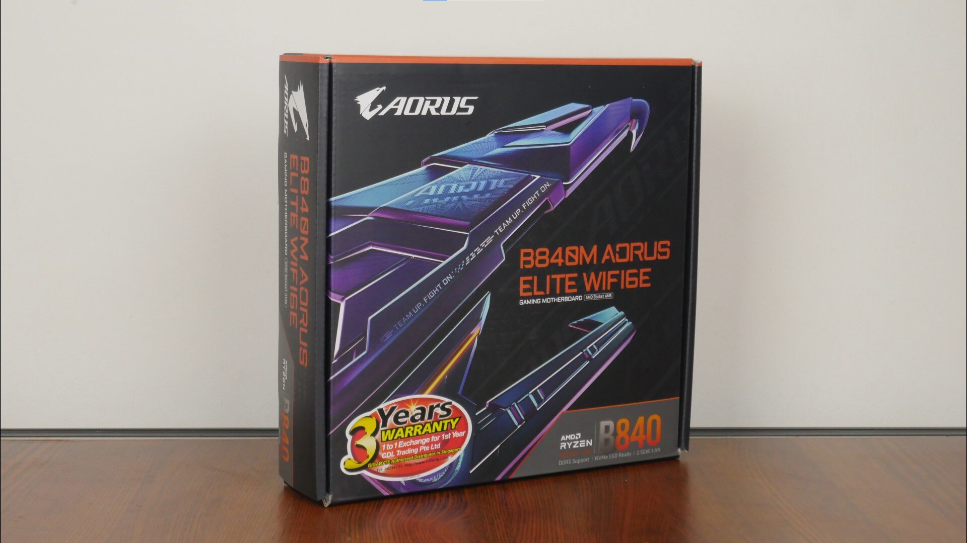 Gigabyte B840M AORUS ELITE WIFI6E Packaging (Front)