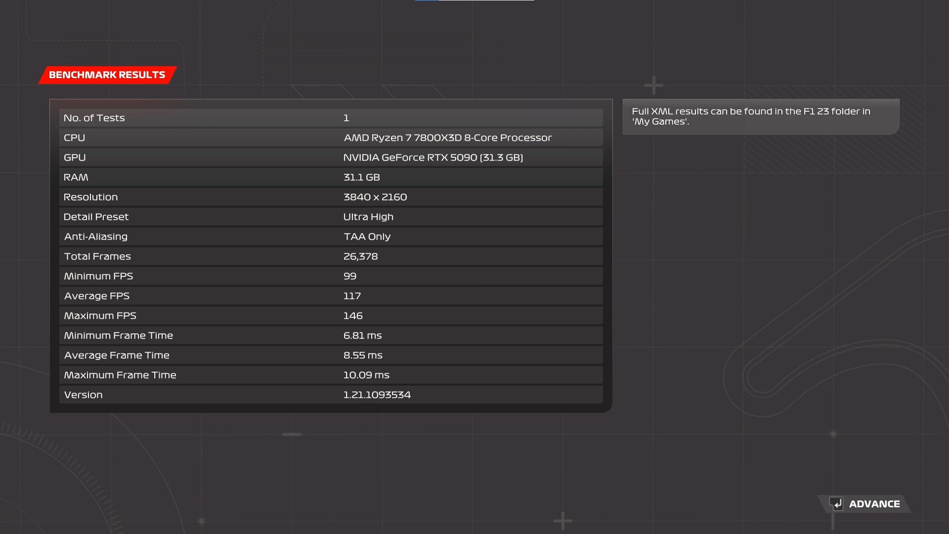 MSI GeForce RTX 5090 32G SUPRIM LIQUID SOC F1 23 Benchmark (2)