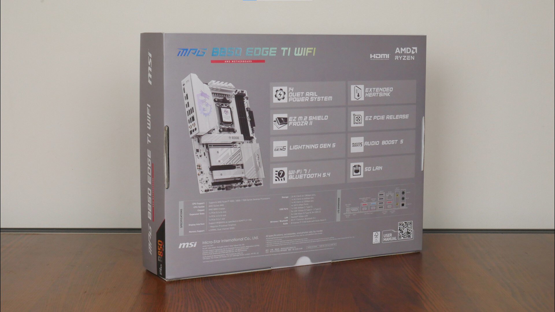 MSI MPG B850 EDGE TI WIFI Packaging (Rear)