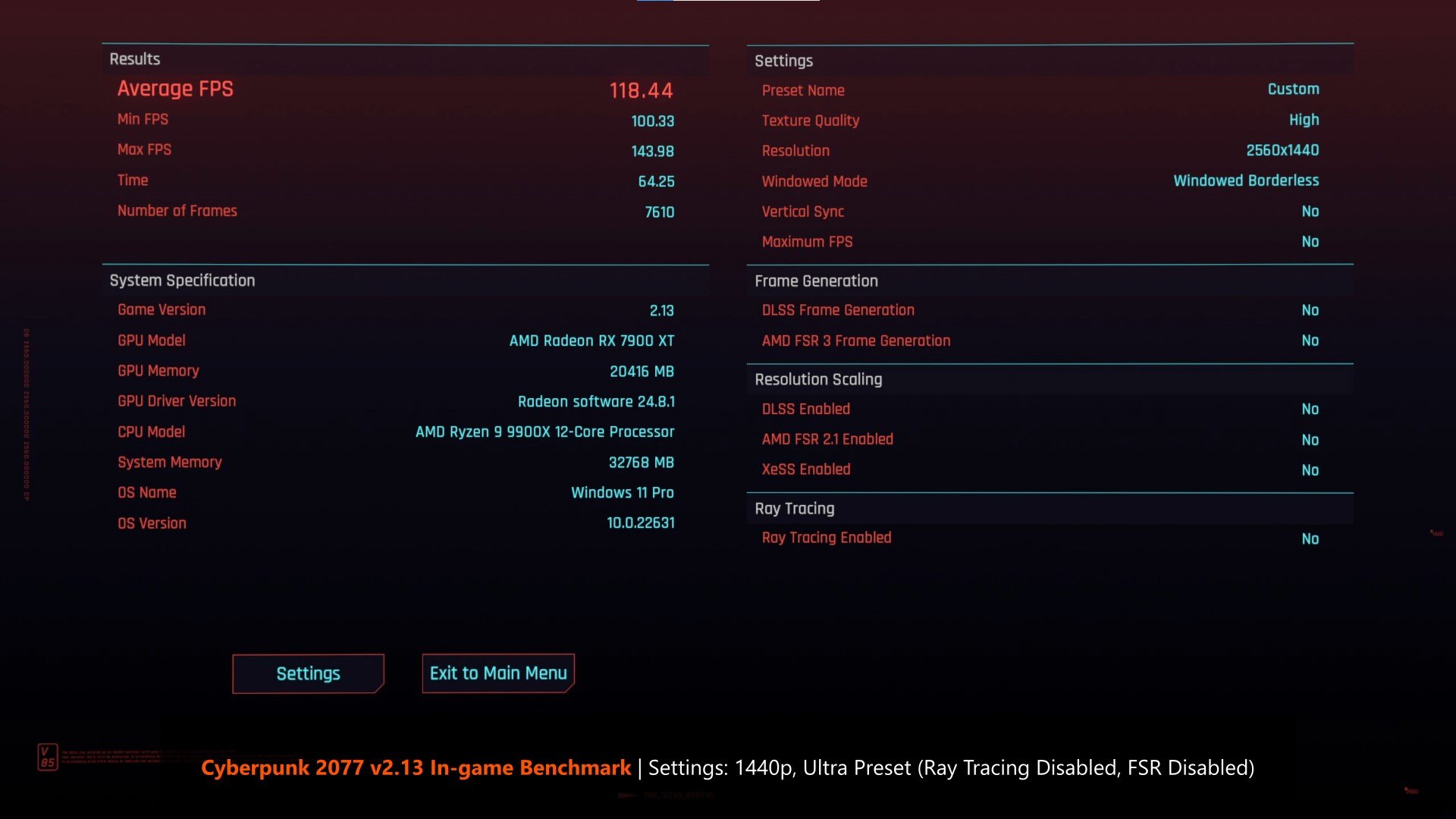 MSI MPG X870E CARBON WIFI  Cyberpunk 2077 Benchmark